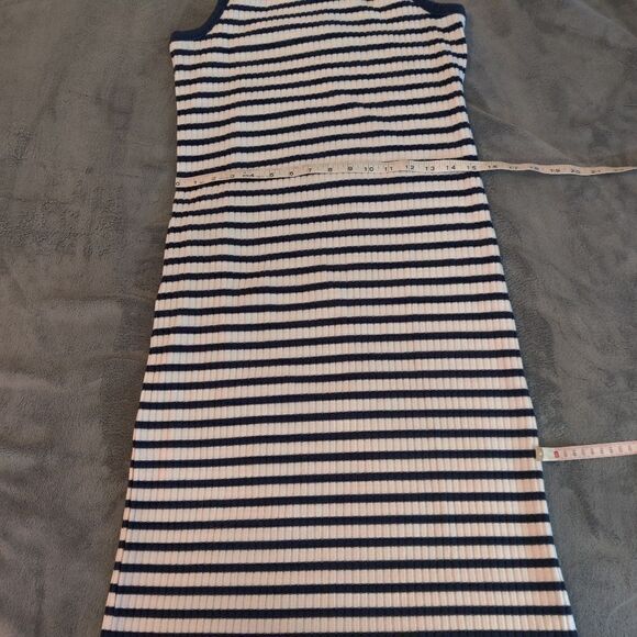 MADEWELL body con cotton blend stripe midi dress euc size m - Picture 4 of 7